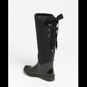 coach rain boots with tie in back