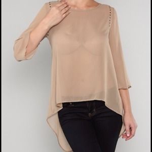 Nude Sheer Hi-Lo Top