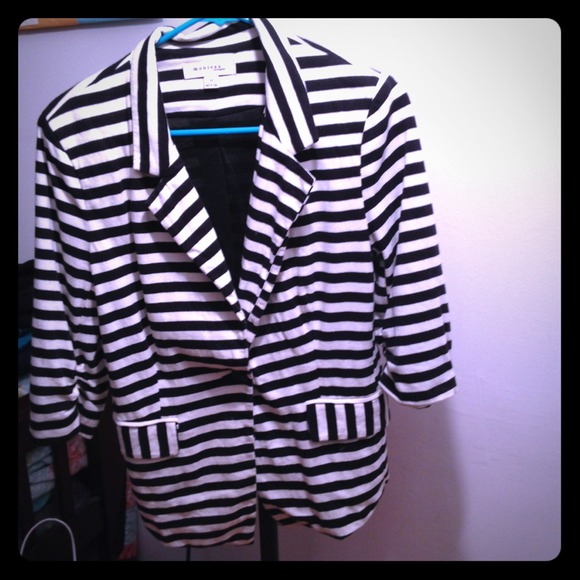 Black and white striped blazer