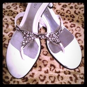 Nine West White Thong Heel