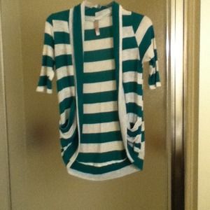 TRADE Green and white striped sweater