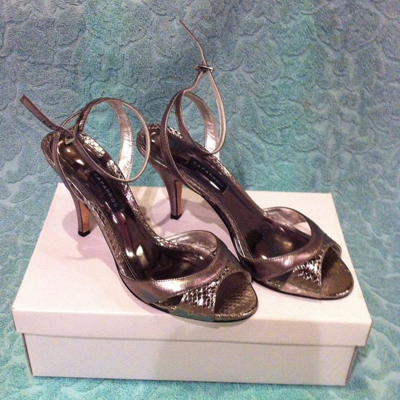 Dressy pewter heels