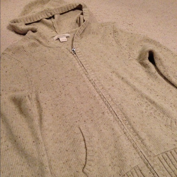 Beige/Tan thick zip cardigan sweater/jacket