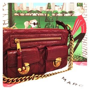 Auth Marc Jacobs plum quilted handbag