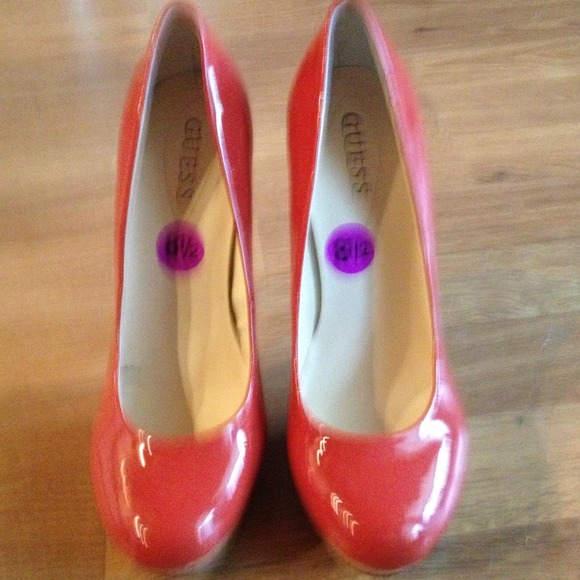 Guess Orange Cork Platform Heels size 8 1/2