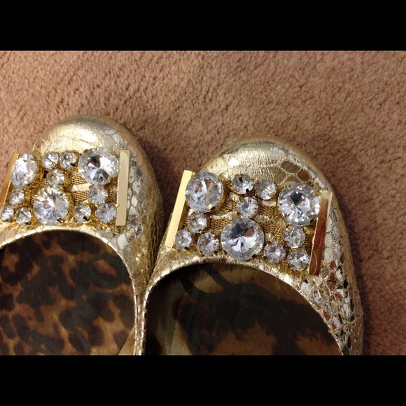 Sam Edelman Women’s Gold Snake Ballet Flats-Size 8 - Picture 2 of 3