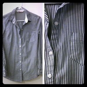 White and navy button up