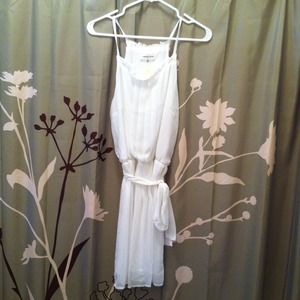 White sheer pleated dress