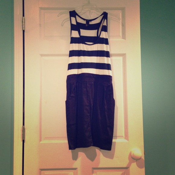 Blue and White Striped Dress