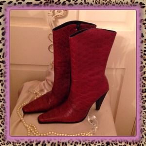 Red Alligator Printed Leather Dolce Vita Boots