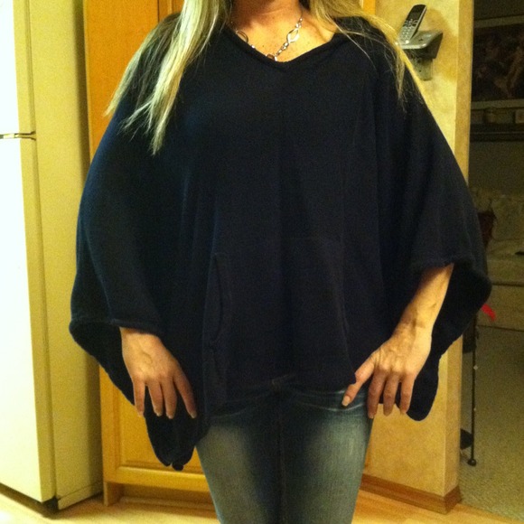 Hooded poncho sweater