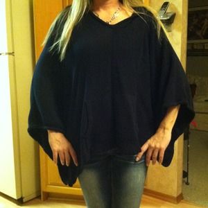 Hooded poncho sweater