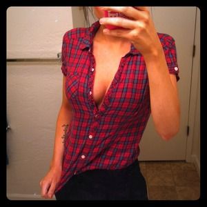 Plaid American eagle button up