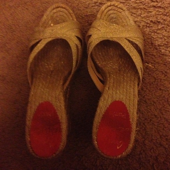 REDUCED!!Gold Christian Louboutin wedge sandles.