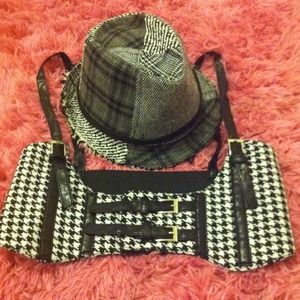 Brand New hounds tooth vest and hat!!
