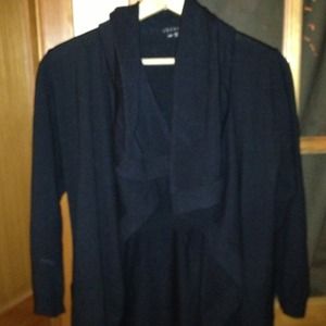 Long black wool cardi