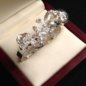 Jewelry - Silver Color Cross, Serpent, & Skull Double Rings Jewelry - Silver Color Cross, Serpent, & Skull Double Rings