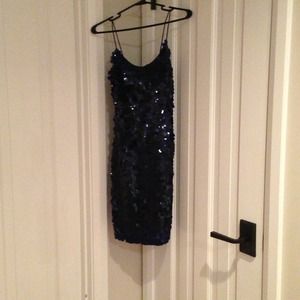 Gorgeous navy blue sequined mini dress!