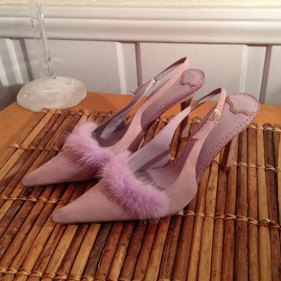 Light Purple Suede Pumps w Fur
