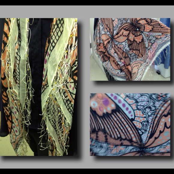 HOLD @river Fringed & Beaded Butterfly Scarf - Picture 3 of 4