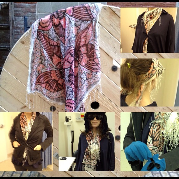 HOLD @river Fringed & Beaded Butterfly Scarf - Picture 4 of 4