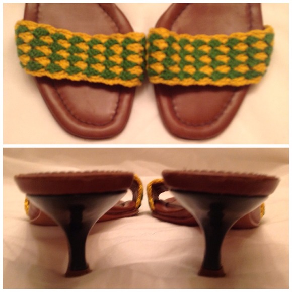 🔴SOLD🔴PRADA Yellow/Green Raffia Slides - Picture 3 of 4