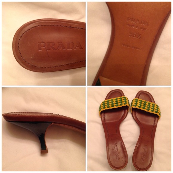 🔴SOLD🔴PRADA Yellow/Green Raffia Slides - Picture 4 of 4