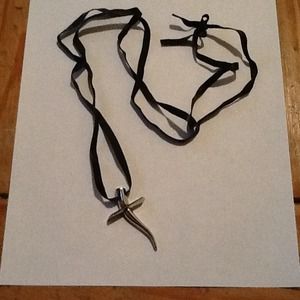 Breil metal cross on leather cord-JUST REDUCED!!!