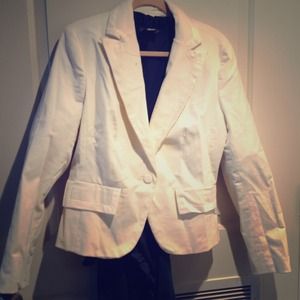 LOFT cream corduroy blazer, with satin trim