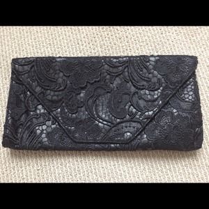 Jessica Simpson Black lace large envelope clutch