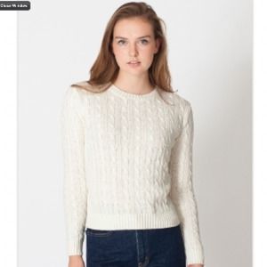 American Apparel White Cable Knit Pullover