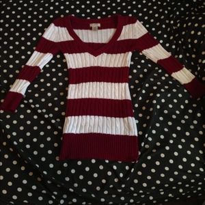Arizona brand, wide neck, red and white sweater