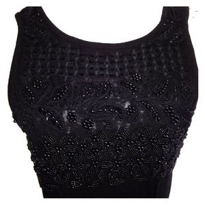 Black beaded evening dress