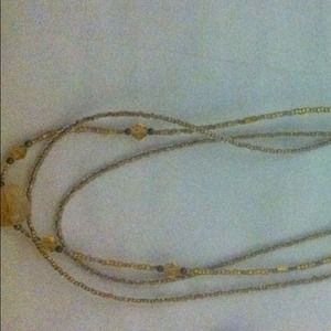 Gold bead three tire necklace