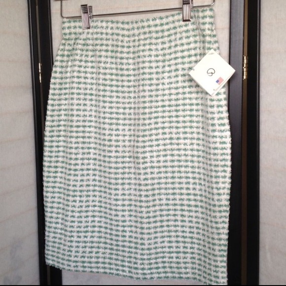 NWT St John Santana Knit Green Pencil Skirt 6 $335