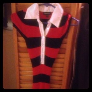 Bebe Striped Dress with White Color