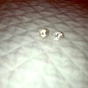 Cubic zircon diamond stud earrings