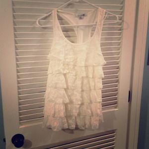 White lace tiered tank