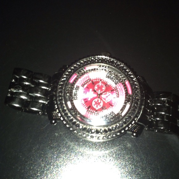 Techno King quartz watch with black rhinestones - Picture 3 of 4