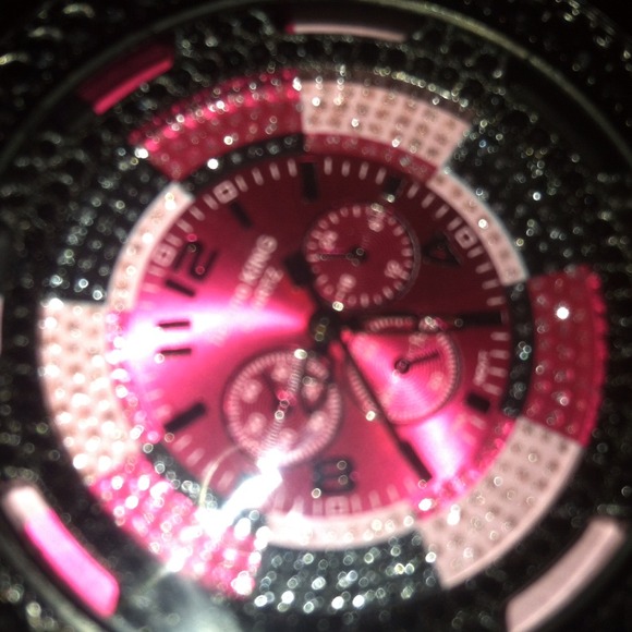 Techno King quartz watch with black rhinestones - Picture 4 of 4