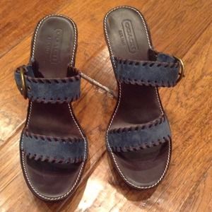100% Authentic Coach Heels in Blue & Brown size 8