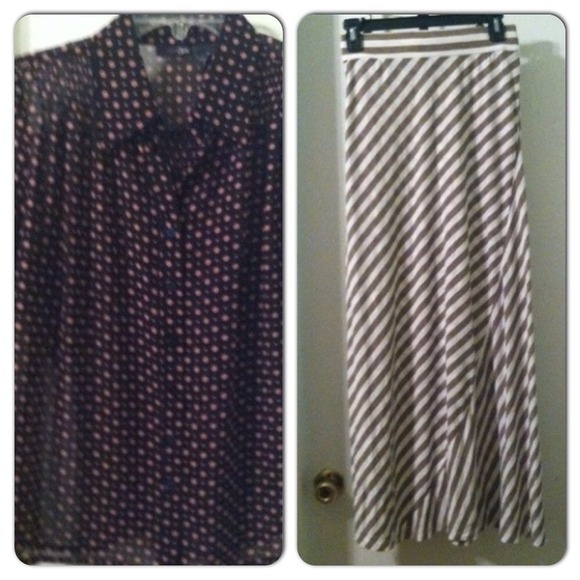 Bundle: polka dot shirt and stripped skirt