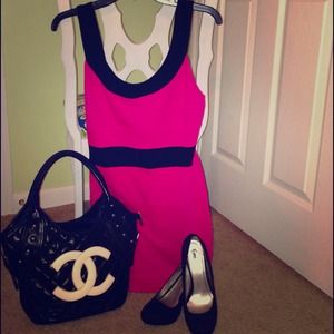 Forever21 Pink and Black Bodycon Dress