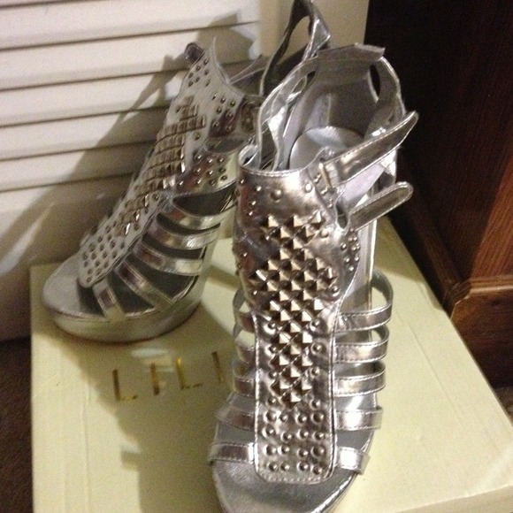 Silver high heels