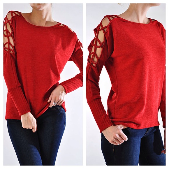 SALE - Red sweater with cutout sweater