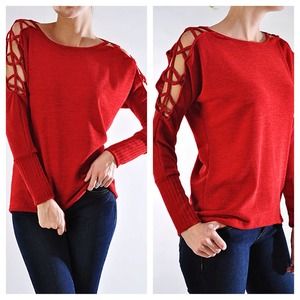 SALE - Red sweater with cutout sweater