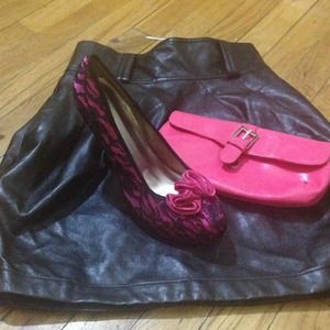 Pink and black shoes