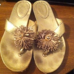 Coach golden sandals, size 8B