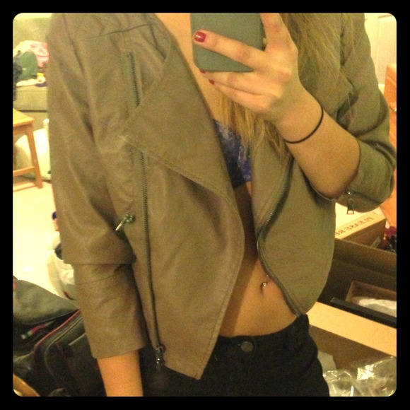 NEW W Tags Light Cocoa Vegan Leather Jacket