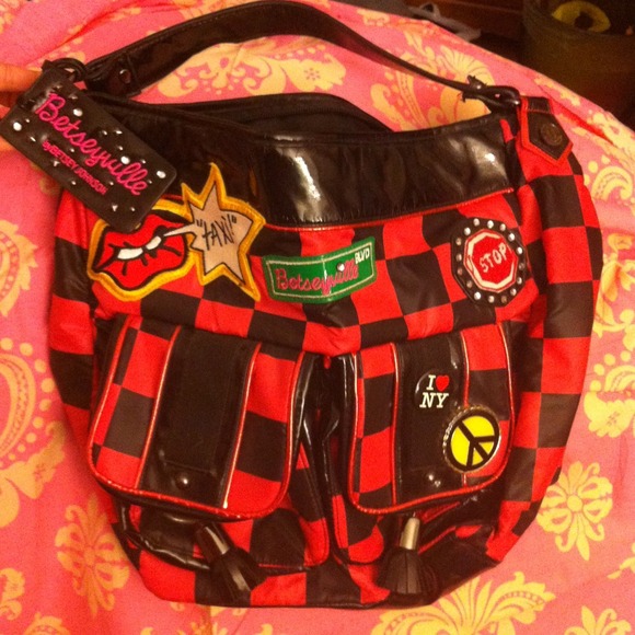 Super cute and funky Betseyville red/black bag!